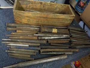 Railroad Spikes in a Wood Box...