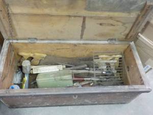 Wood Tool Box with Contents 33 x 14...