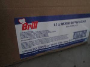 22.5 Pounds case of frozen Brill Heath Toffee cookies ready to bake