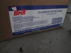 22.5 Pounds case of frozen Brill Heath Toffee cookies ready to bake