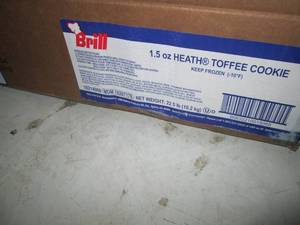 22.5 Pounds case of frozen Brill Heath Toffee cookies ready to bake