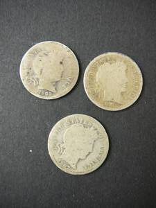 lot 46 image: 3- Barber Dimes 1903o,  1907o, 1908d