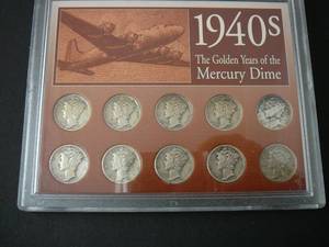 lot 87 image: 10- 1940s Mercury Dime Collection