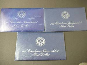 lot 95 image: 3- Eisenhower Dollars 1971, 1972, 1973