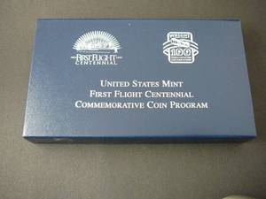 lot 108 image: Us Mint Proof First Flight Centennial Commutative Coin 1903-2003 In Box with Certificate of Authenticity