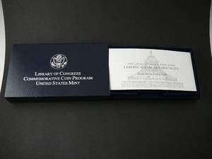 lot 109 image: 2000 Liberty of Congress commemorative Coin In Box with Certificate of Authenticity