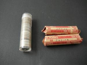 lot 122 image: Indian Pennies, Steel Pennies, Indian Pennies