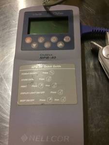 lot 59 image: Nellcor Ox-Max NPB-40 Pulse Oximeter With Finger Probe Sensor - Tested Working - Needs Batteries
