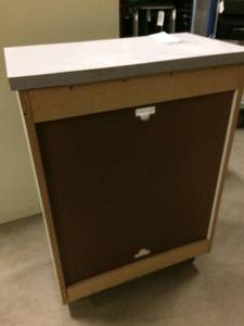 lot 63 image: Laminate Top Mobile Table With Adjustable Shelves - Great Condition