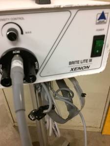 lot 95 image: Applied Fiberoptics 013040 Xenon Brite Lite III Light Source W Stand  18551 PLUS Head Light - Excellent Working Condition