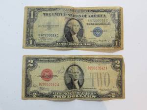 1 Silver Certificate & 1 Red Seal 2$ Bill