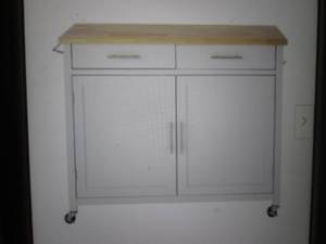 Glenville White Rolling Kitchen Car...