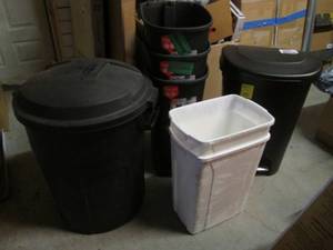 Lot of 7 Assorted Trash Containers ...