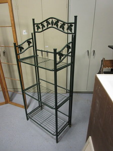 lot 20 image: (2) Display Racks Metal Shelf 15x26x62 Wood Stand 57x72