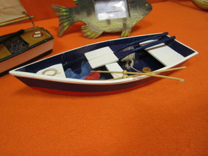 lot 86 image: (2) (New) Wooden Row Boats & (New) Fish Picture Frame