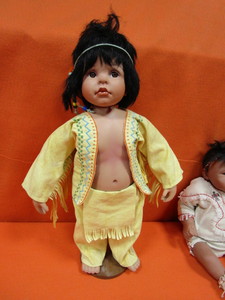 lot 127 image: (2) Native American Dolls, Toddler is Porcelain 23 Tall, Baby is 20 Long