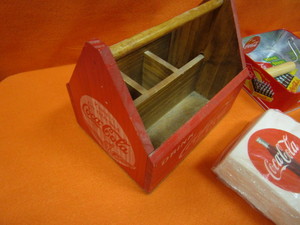 lot 157 image: Coca Cola Napkin Holders, Napkins, Silverware Caddy S&P Shakers