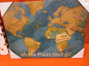 lot 202 image: (New) Dr Seuss Print on Canvas 17x24 (New) Mirror 17x17