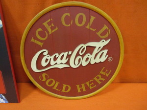 lot 213 image: (2) Wooden Coca Cola Signs 16x20    18 diameter