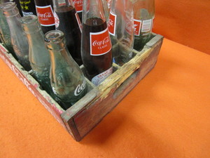 lot 223 image: Collectible Coca Cola Bottles & Wooden Crate