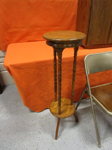 lot 260 image: Plant Stand, Chairs, Cabinet (stand needs leg fixed)