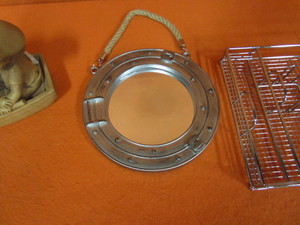 lot 353 image: Rowboat Figurine, Zen Garden, Nautical Mirror, Silverware Caddy, Stoneware Containers