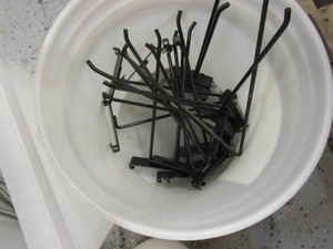 lot 395 image: Lot of Pegboard & Slat Wall Hooks and (8) Plastic Flower Pots