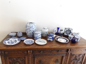 Lot of Asian ect. Blue Porcelain China etc. Decor