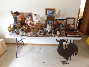 Large Lot of Chicken and Rooster Themed Decor