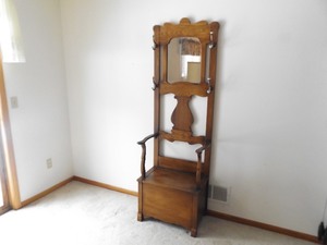 Vintage SOLID Wood Entry Bench Hall Tree