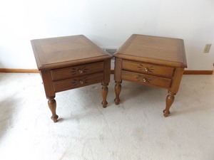 2 SOLID Wood 2 Drawer Matching End Tables