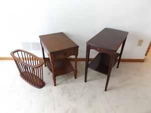 2 Small SOLID Wood End Tables and Magazine Rack