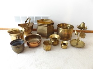 Large Lot of Brass Planters