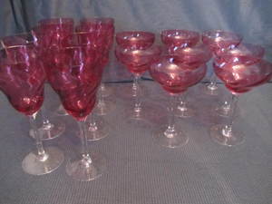 Stemware - Raspberry with Clear Stems