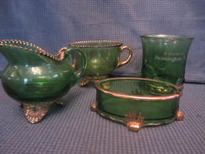 Green with Gold Cream & Sugar