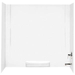 lot 307 image: Swan 30 in. x 60 in. x 58 in. 3-Piece Easy Up Adhesive Alcove Tub Surround in White. RM58000.010