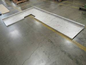 lot 206 image: BELANGER Fine Laminate Countertops Formica Romano Ouro Romano with Etchings Miter-Cut Laminate Kitchen Countertop 927746B6L - 2 Pieces