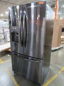 lot 317 image: Frigidaire 26.8-cu ft French Door Refrigerator with Ice Maker (Black Stainless Steel) ENERGY STAR FFHB2750TD - Small Ding in Bottom of LH Door.