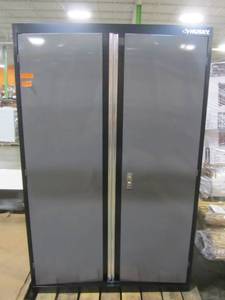 lot 150 image: Husky 72 in. H x 46 in. W x 24 in. D Welded Steel Floor Cabinet in BlackGray KF3F462472-H9