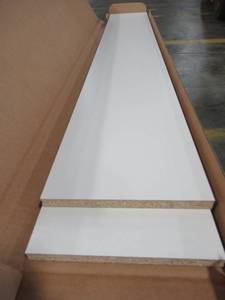 lot 170 image: 6 Cases of 2 Cap A Tread White 47 in. Long x 12 in. Deep x 7-38 in. Height Laminate Riser (12 Risers Total).
