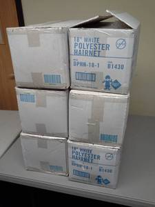lot 122 image: Lot of (6 Cases) The Safety Zone 18in. Non-Latex Polyester Hairnet 1000-Count DPHN-18