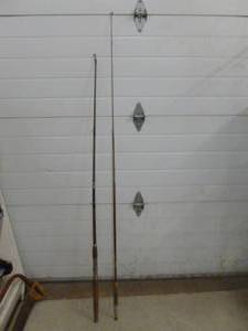 lot 59 image: Vintage Wooden Fish Rods