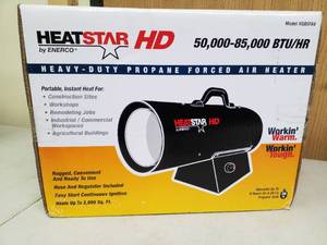lot 31 image: Enerco Heat Star HD Heavy Duty Propane Forced Air Heater 50-85K BTU HS85FAV