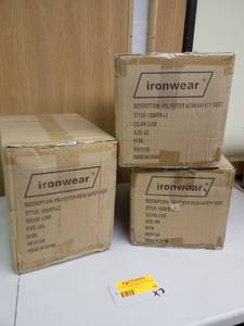 lot 72 image: Lot of (3 Cases) Ironwear Polyester Mesh Safety Vest 1284FR-LZ Lime ML2XL RN95108 50-Count