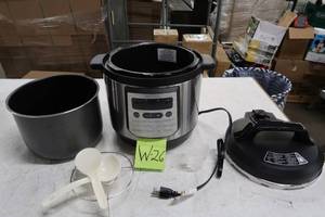 lot W26 image: Insignia - 6-Quart Multi-Function Pressure Cooker - Stainless Steel ModelNS-MC60SS9