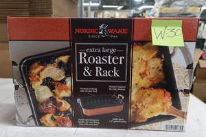 lot W30 image: Nordic Ware 41722 Roaster with Rack, X-Large, Black & Red