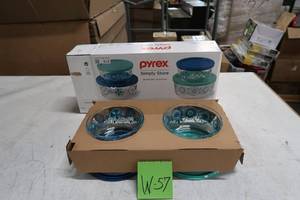 lot W57 image: Pyrex Simply Store Decorated Glass Storage 8-Piece Set