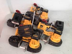 lot 1058 image: Lot of (4) DeWalt 18VDC Cordless Band Saw DCS370, Charger