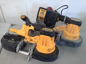 lot 1072 image: Lot of (2) DeWalt 20VDC Cordless Band Saw DCS371, Charger