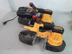 lot 1076 image: Lot of (2) DeWalt 20VDC Cordless Band Saw DCS371, Charger